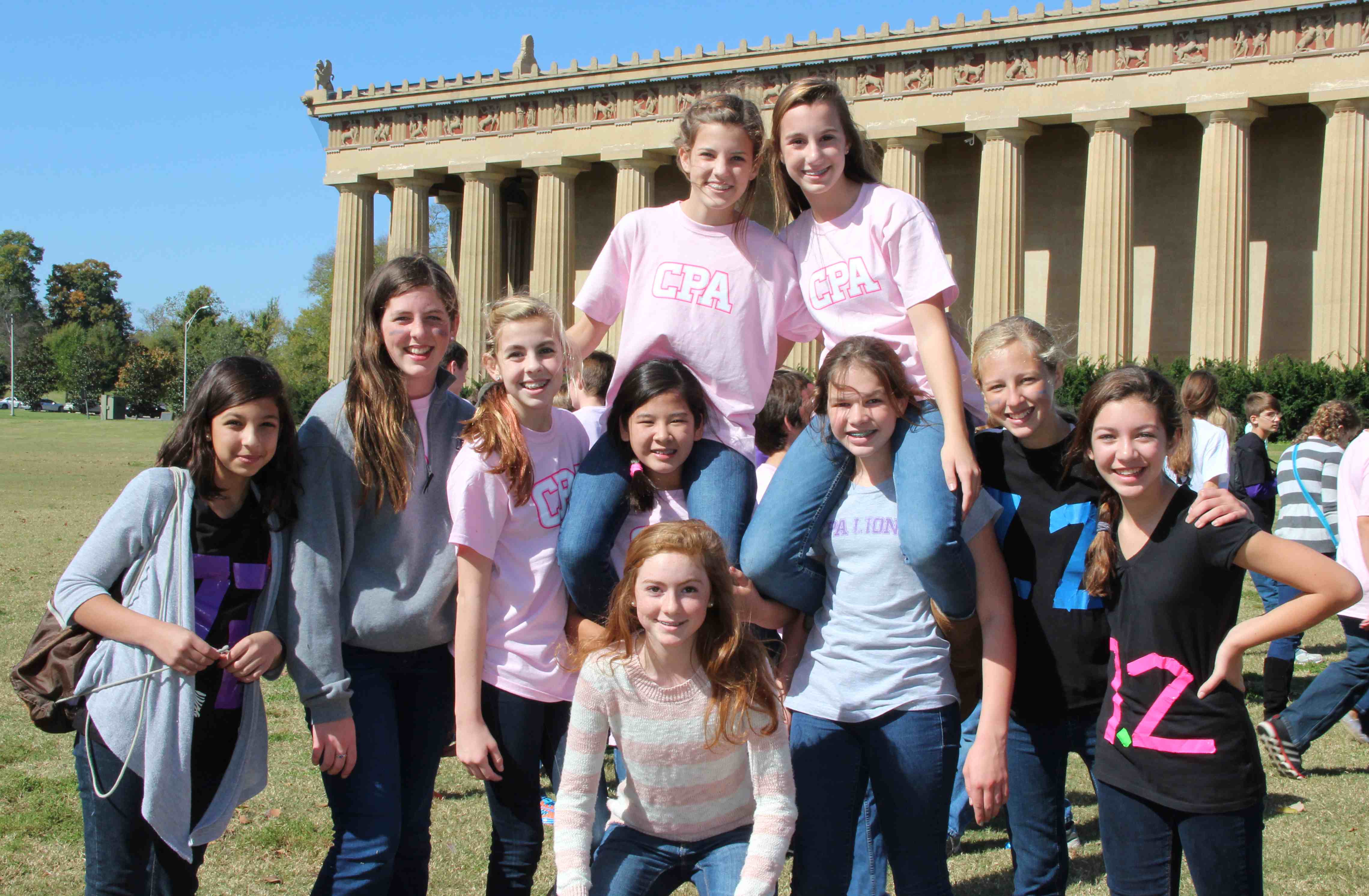 Parthenon: girls in front of parthenon Parthenon: girls in front of parthenon